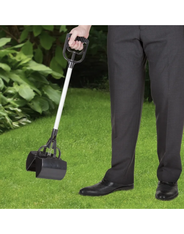 Pet Pooper Scooper with Long Handle for Cats and Dogs (Black)