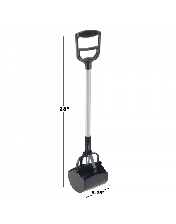 Pet Pooper Scooper with Long Handle for Cats and Dogs (Black)