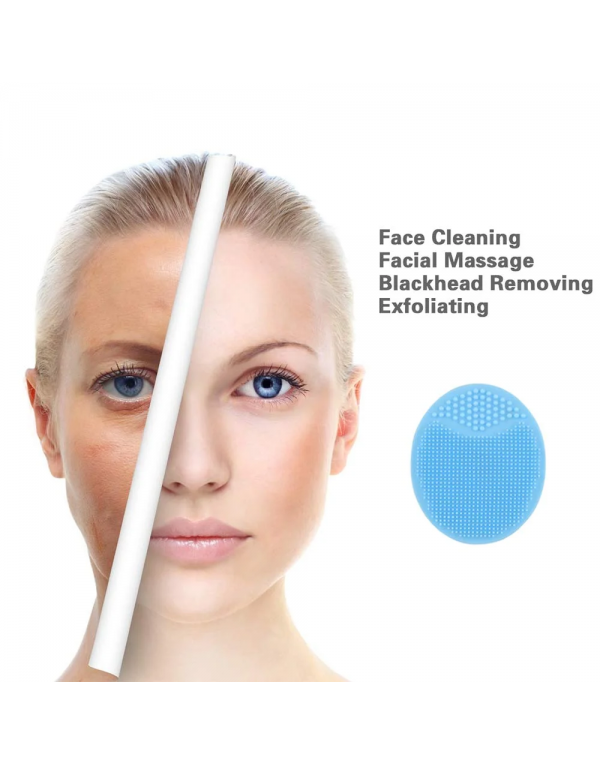 2-piece facial scrub set, soft silicone cleansing brush,  massage pores, remove blackheads and exfoliate scrub (pink + blue)