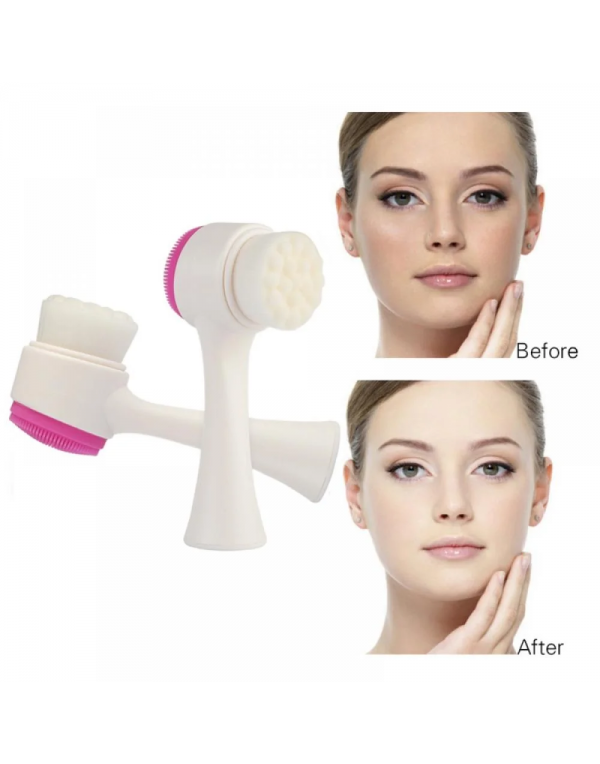 3D Double Sides Silicone Facial Cleansing Brush Face Cleaning Massage Beauty Brush Tool