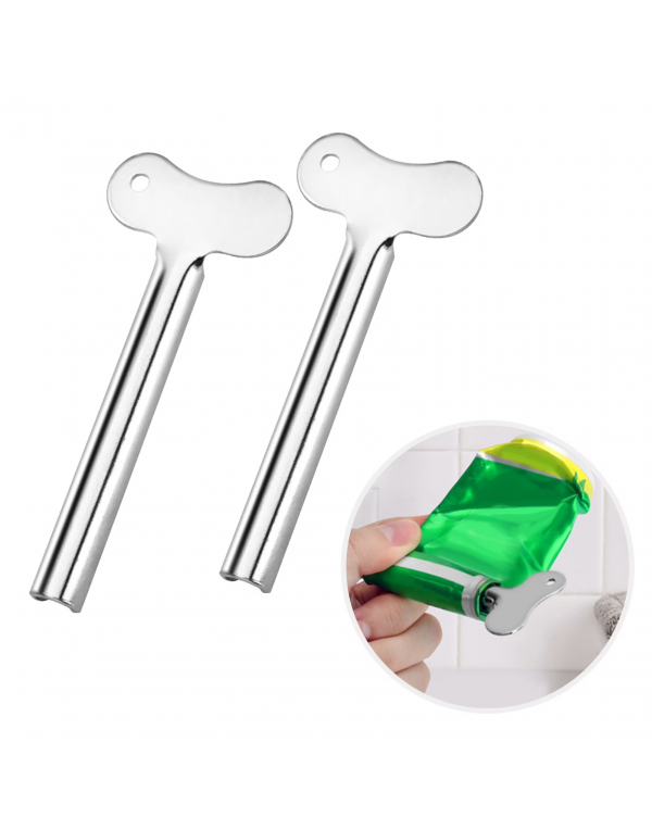 2Pcs Toothpaste Squeezer Labor-saving Reusable Stainless Steel Tube Creams Paint Squeezer Tool for Bathroom