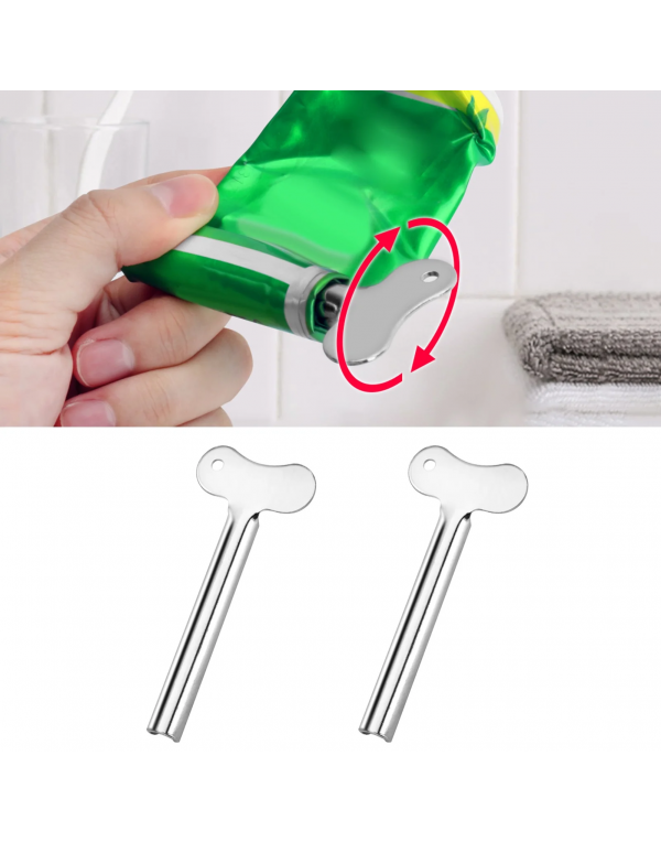 2Pcs Toothpaste Squeezer Labor-saving Reusable Stainless Steel Tube Creams Paint Squeezer Tool for Bathroom