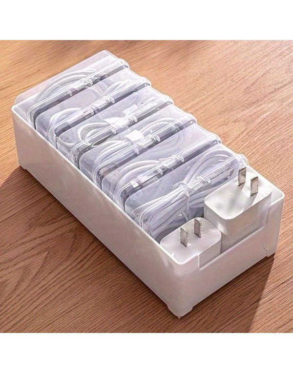 Cable Management Box Data Cable Storage Box with Dustproof Lid  with 7 Removeable Compartments Box