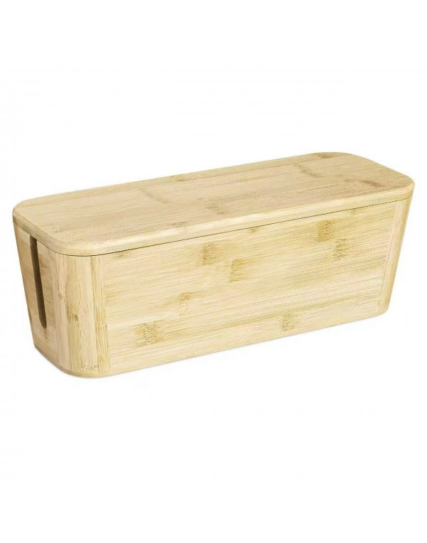  Cable Tidy Box - Bamboo Cable Storage Box Organizer for Wires, Cables, Extension Sockets, Chargers