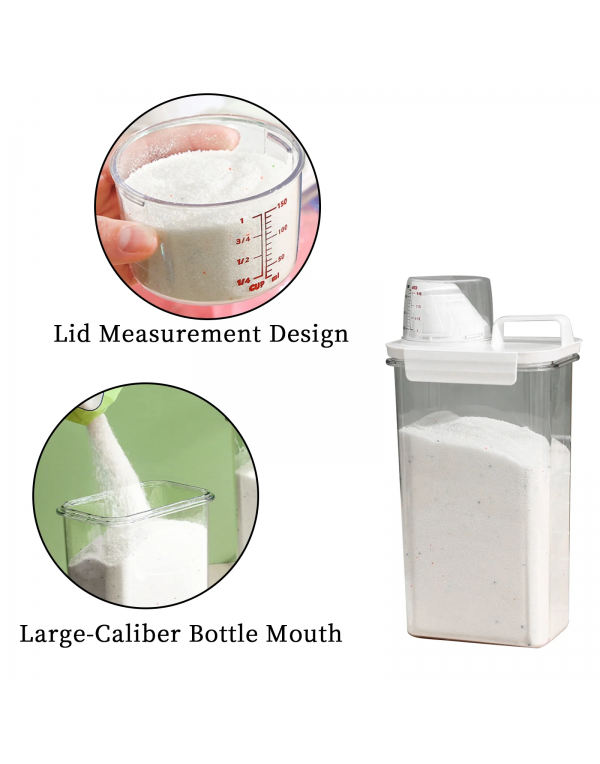 Reusable Washing Powder Container Airtight Laundry Detergent Dispenser - Plastic Storage Box for Home Laundry Room​