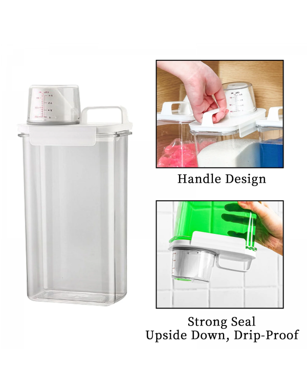 Reusable Washing Powder Container Airtight Laundry Detergent Dispenser - Plastic Storage Box for Home Laundry Room​